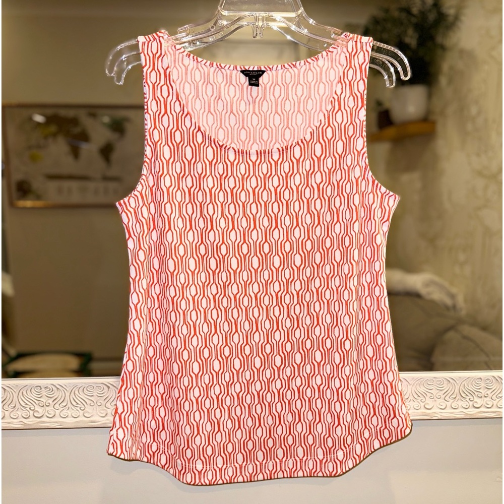 Ann Taylor Orange & White Design Sleeveless Top - Medium - Picture 5 of 8